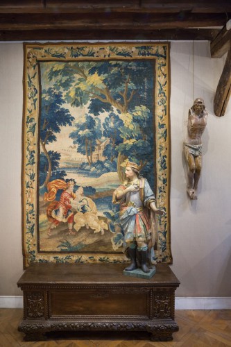 rencontre de David et Betsabée . Tapisserie d’Aubusson époque fin XVII eme Siècle