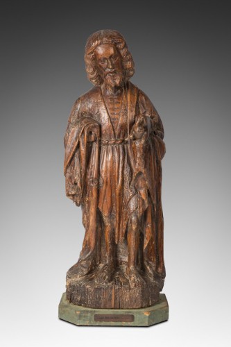 représentation de st Jean Baptiste .bois de chêne école du Nord XVI eme siècle