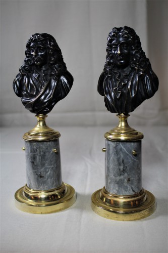 Paire de bustes Molière et La Fontaine