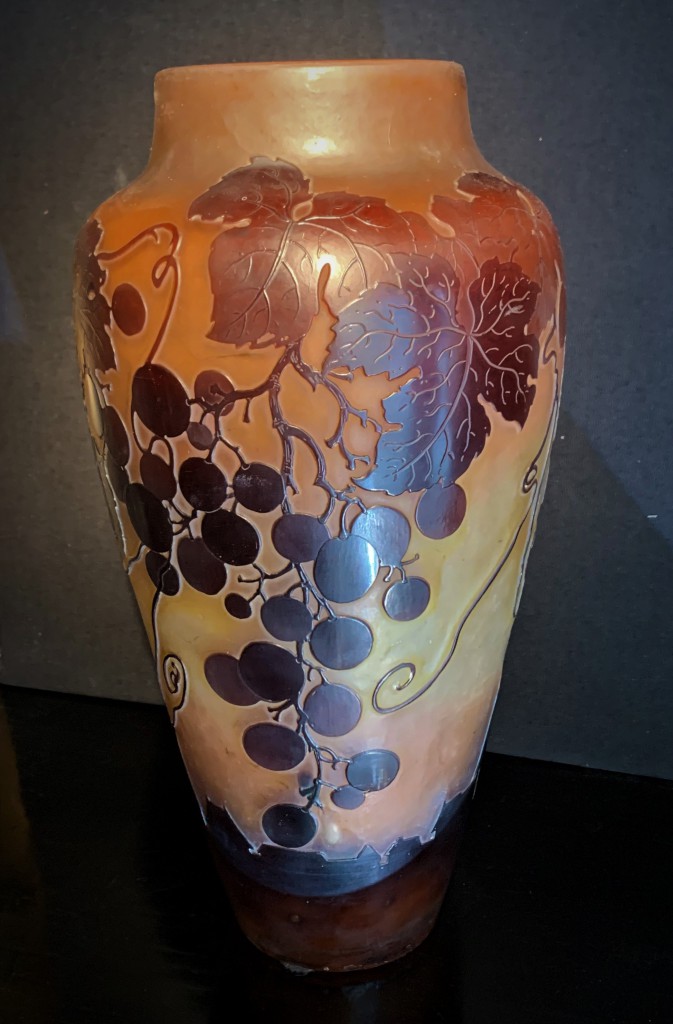 Grand vase pâte de verre signé