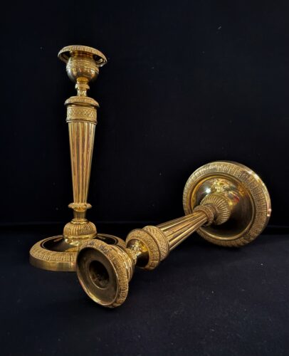 Paire de bougeoirs en bronze doré attribué C.GALLE