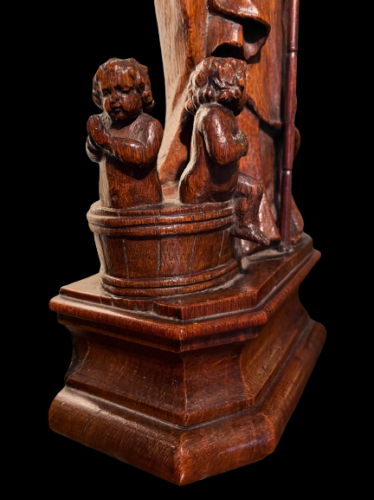 Saint Nicolas et les enfants, bois sculpté ciré