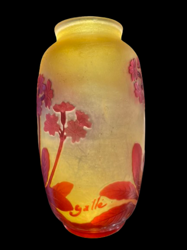 Verrerie GALLE rouge décor primevères