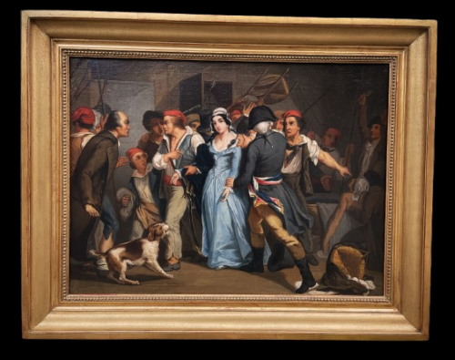 Huile sur toile « L’arrestation de Charlotte CORDAY »