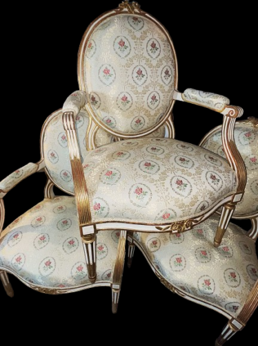 Suite de quatre fauteuils à la Reine Transition (J.F MARCOU)